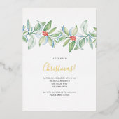 Invitation de Noël Aquarelle botanique (Recto)