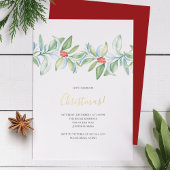 Invitation de Noël Aquarelle botanique