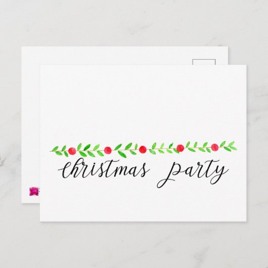 Invitation de Noël, aquarelle Noël (Devant / Derrière)