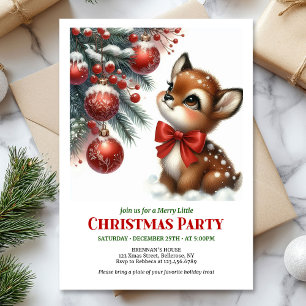 Invitation de Noël aquarelle pour bébé cerf mignon