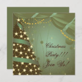 Invitation de Noël Arbre et rideau (Devant / Derrière)