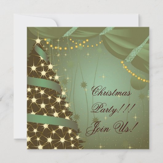 Invitation de Noël Arbre et rideau (Devant)