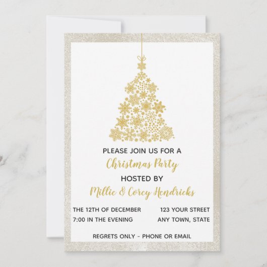 Invitation de Noël argent et or (Devant)