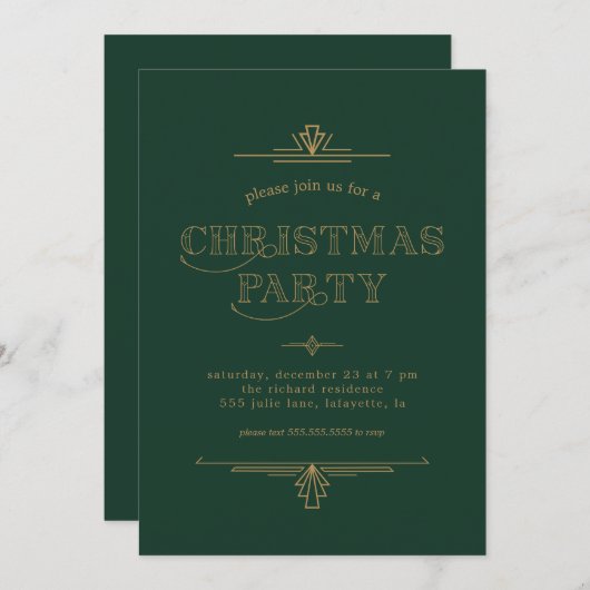 Invitation de Noël Art Déco (Devant / Derrière)