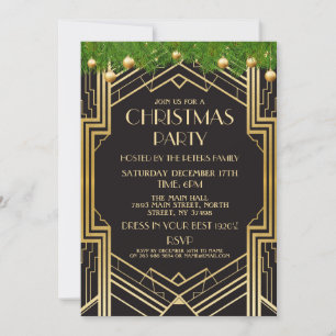 invitation de Noël Art déco des années 1920 Gatsby
