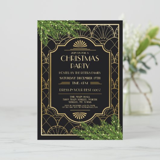 invitation de Noël Art déco des années 1920 Gatsby (Debout devant)