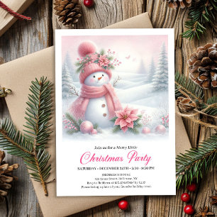 Invitation de Noël au bonhomme de neige rose dans