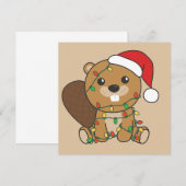 Invitation de Noël au castor Animaux d'hiver de No (Devant / Derrière)