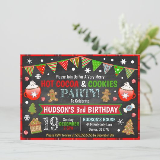 Invitation de Noël au chocolat chaud et au biscuit (Debout devant)