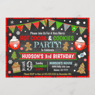 Invitation de Noël au chocolat chaud et au biscuit