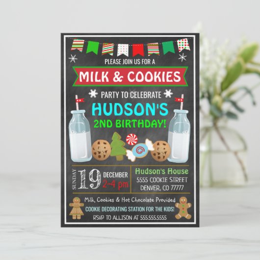 Invitation de Noël au lait et aux biscuits (Debout devant)