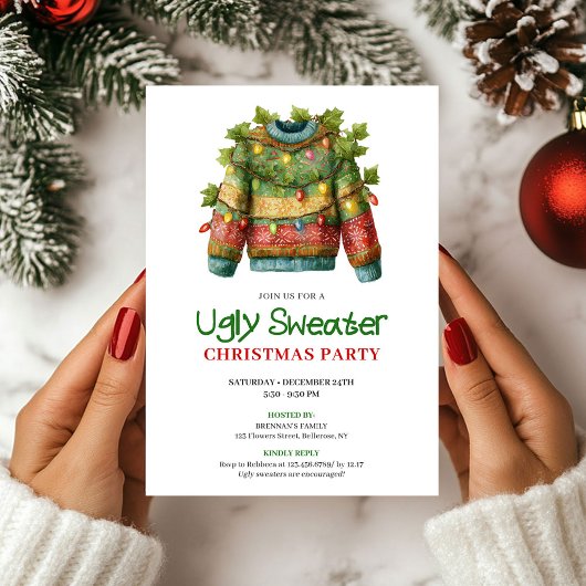 Invitation de Noël au pull moche drôle et joyeux