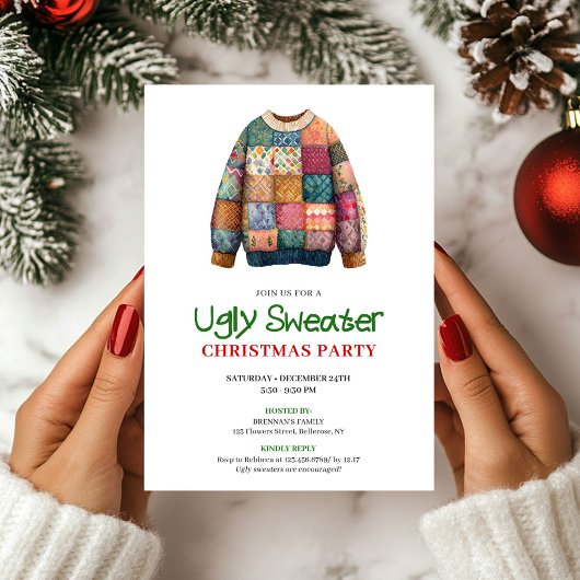 Invitation de Noël au pull moche moderne et amusan