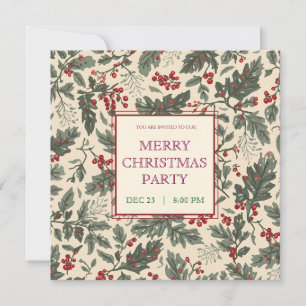 Invitation de Noël aux baies de houx scandinave