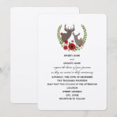 Invitation de Noël aux cerfs de fleurs (Devant / Derrière)