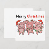 Invitation de Noël aux cochons mignons Joyeux Noël (Devant / Derrière)