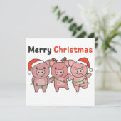 Invitation de Noël aux cochons mignons Joyeux Noël (Debout devant)