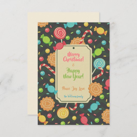 Invitation de Noël avec bonbons (Devant / Derrière)