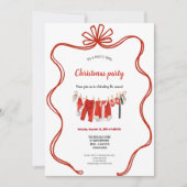 Invitation de Noël avec corde à linge rouge (Devant)