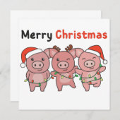Invitation de Noël avec des cochons mignons pour u (Devant / Derrière)