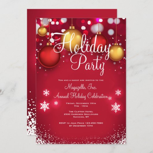 Invitation de Noël Baubles Party (Devant / Derrière)