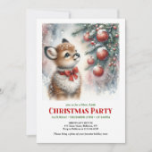 Invitation de Noël bébé cerf forêt enneigée adorab (Devant)