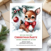 Invitation de Noël bébé cerf forêt enneigée aquare