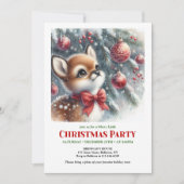 Invitation de Noël bébé cerf forêt enneigée charma (Devant)