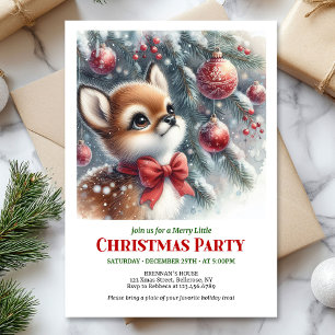 Invitation de Noël bébé cerf forêt enneigée charma
