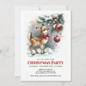 Invitation de Noël bébé cerf forêt enneigée confor (Devant)
