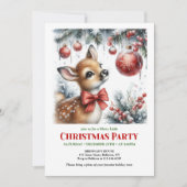 Invitation de Noël bébé cerf forêt enneigée festiv (Devant)