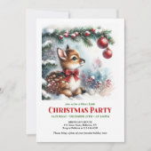 Invitation de Noël bébé cerf forêt enneigée lumine (Devant)