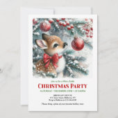 Invitation de Noël bébé cerf forêt enneigée lumine (Devant)
