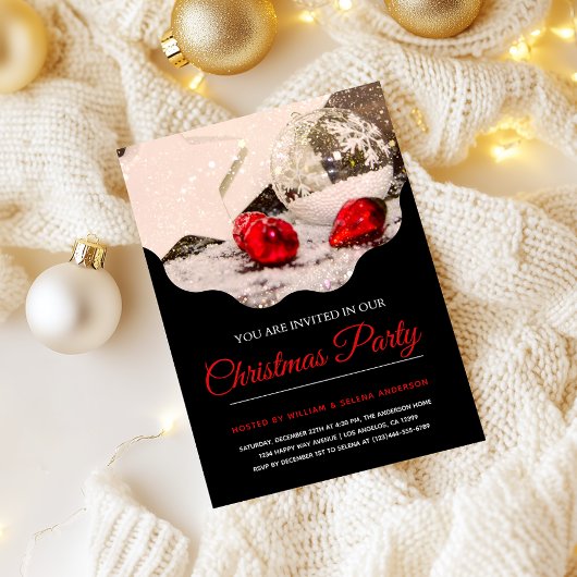 Invitation de Noël Black & Red moderne