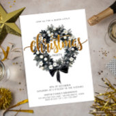 Invitation de Noël Black & White Wreath