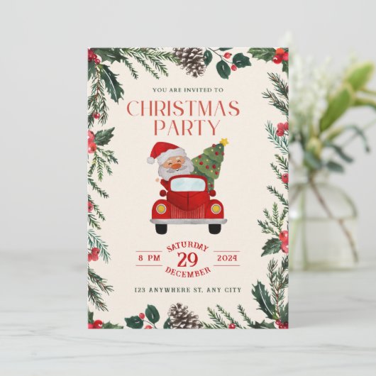 Invitation de noël blanc et vert (Debout devant)