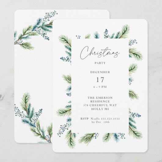 Invitation de Noël Boho Spruce et Fir (Devant / Derrière)