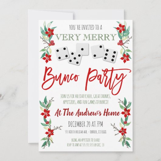 Invitation de Noël Bunco Party (Devant)