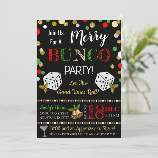 Invitation de Noël Bunco Party (Debout devant)