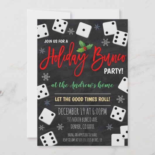 Invitation de Noël Bunco Party (Devant)