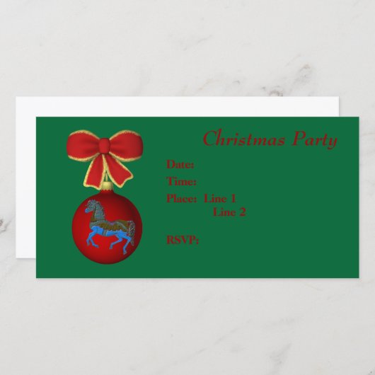 Invitation de Noël Carrousel Cheval Bow (Devant / Derrière)
