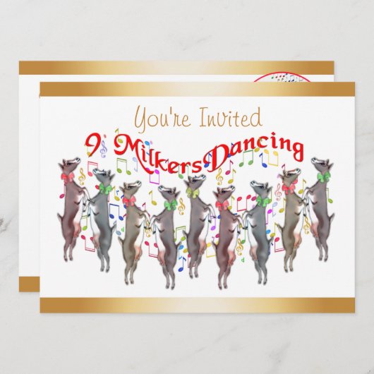 Invitation de Noël Chèvres en Carolage (Devant / Derrière)