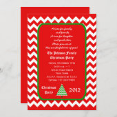 Invitation de Noël Chevron rouge et blanc (Devant / Derrière)