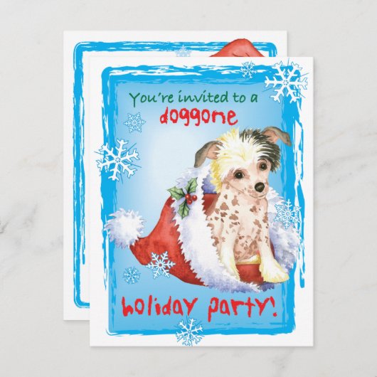 Invitation de Noël Chinois Crested (Devant / Derrière)