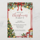 Invitation de Noël classique rouge or (Devant)