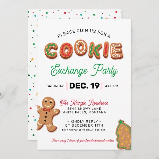 Invitation de Noël Cookie Exchange Party (Devant / Derrière)
