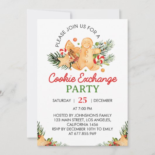 Invitation de Noël Cookie Exchange Party (Devant)