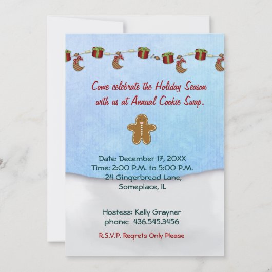 Invitation de Noël Cookie Exchange Party (Dos)