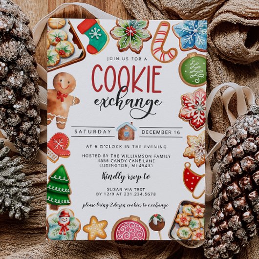 Invitation de Noël Cookie Exchange Party