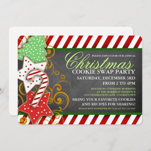 Invitation de Noël Cookie Swap Party (Devant / Derrière)